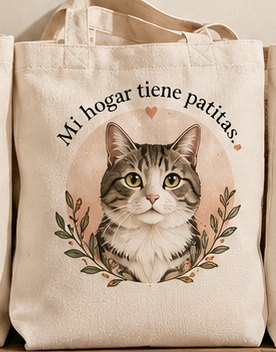 Tote bag con la frase Mi hogar tiene patitas.