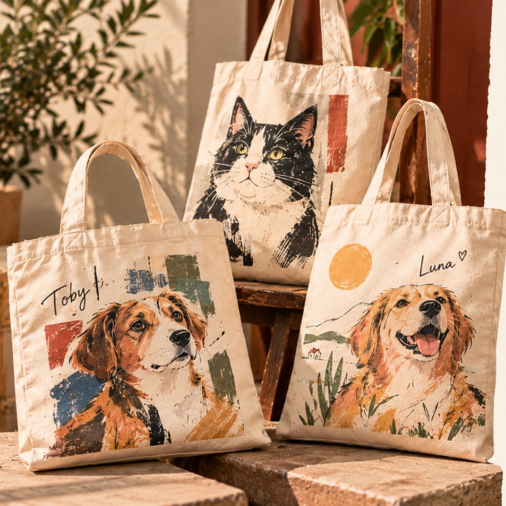 Siempre conmigo: tote bags personalizadas con ilustraciones de mascotas